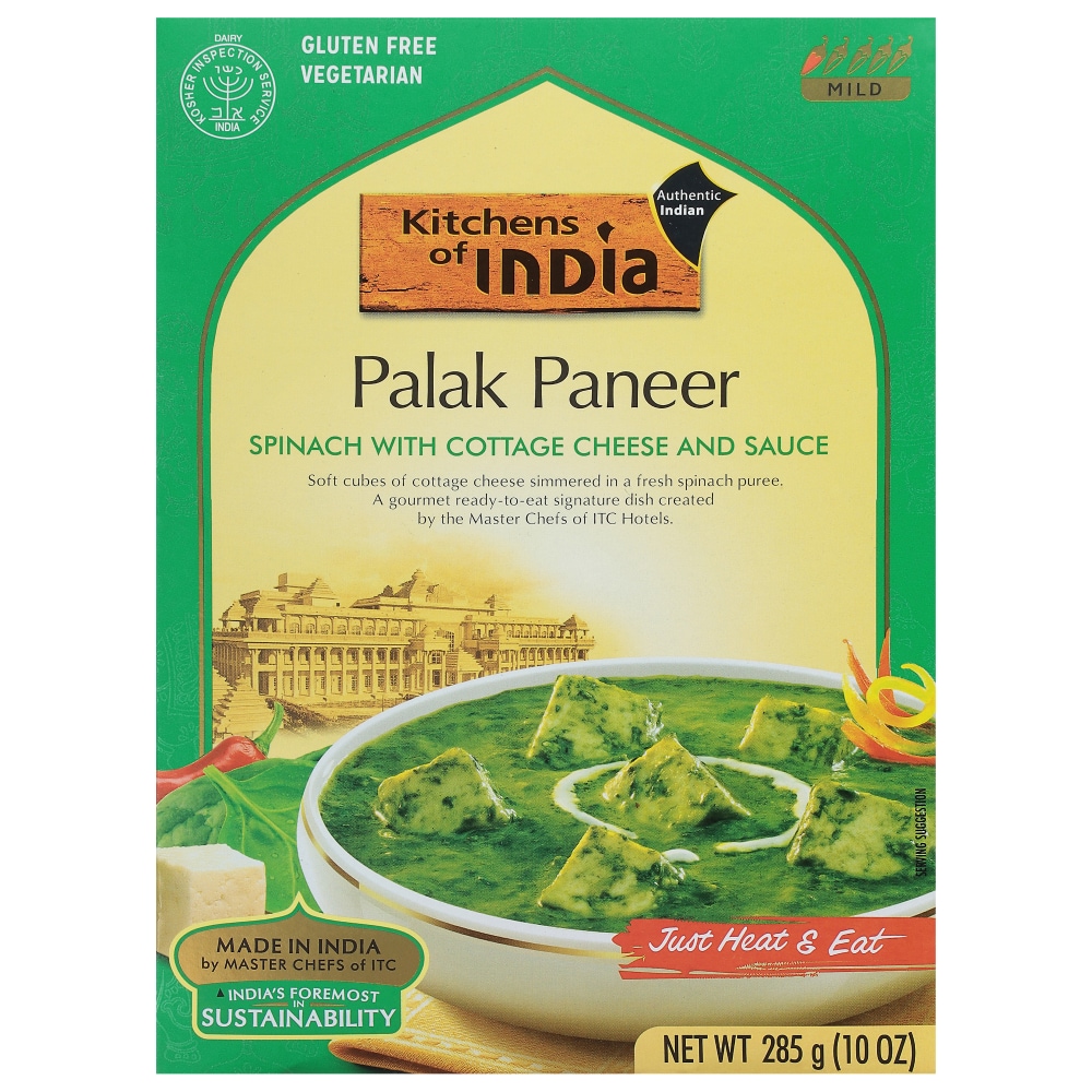 Kitchens of India Spinach With Cottage Cheese And Sauce, Palak Paneer, Mild 10 Oz