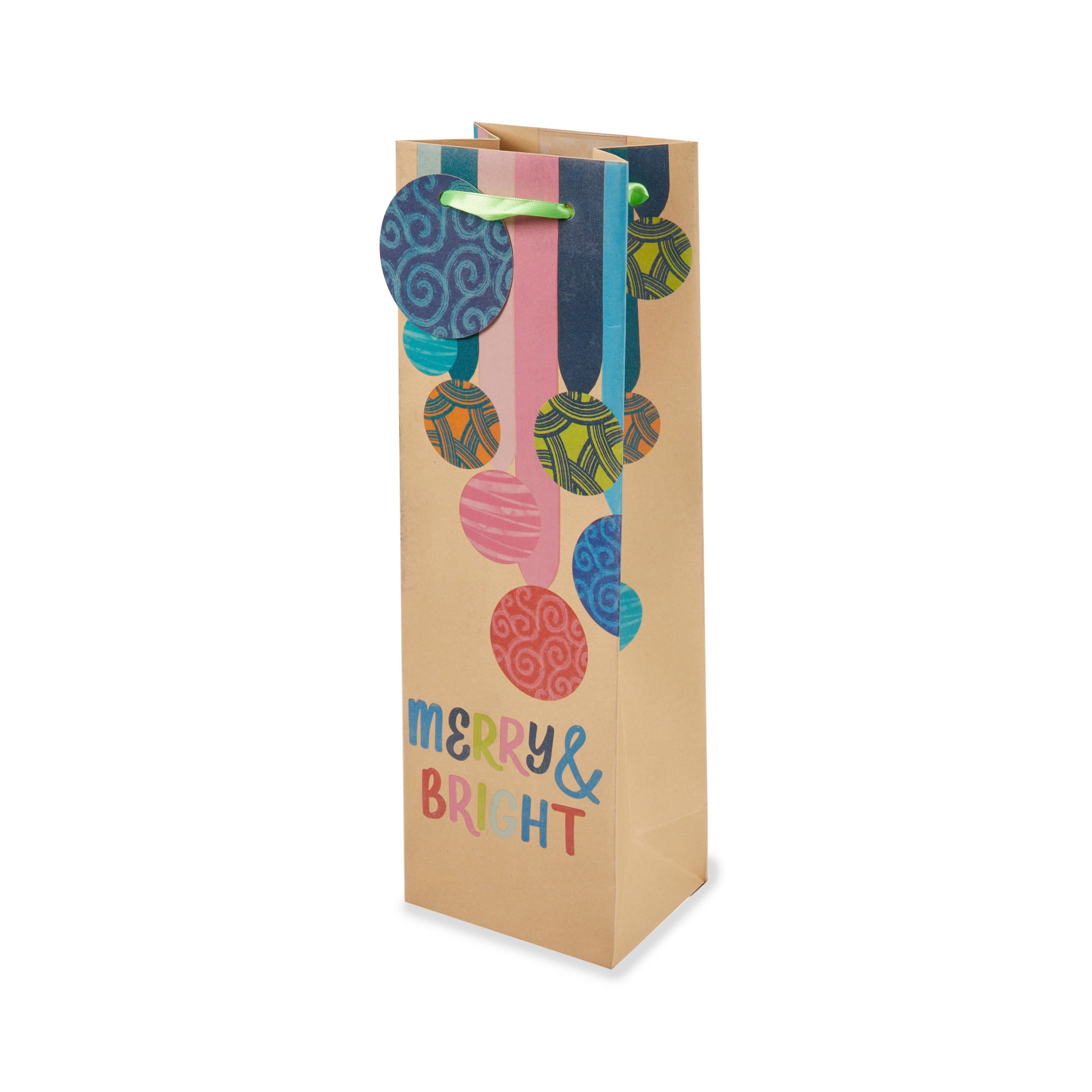 Cakewalk (Bags) Merry & Bright Ornaments Single-Bottle Wine Bag