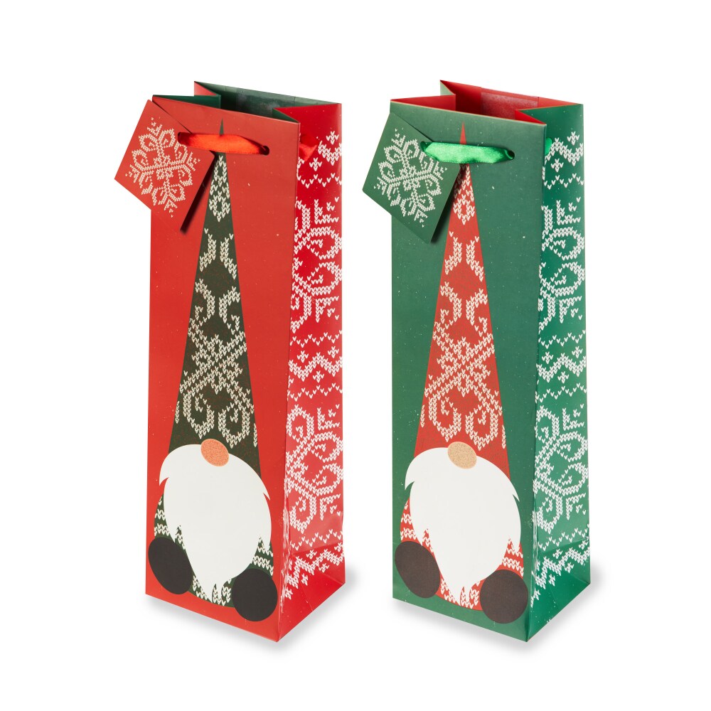 Cakewalk (bags) Assorted Holiday Gnomes Single Bottle Wine Bag