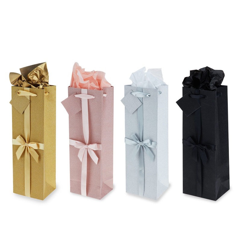 Cakewalk (bags) Assorted No-Mess Glitter Bow Single Bottle Wine Bags By Cake