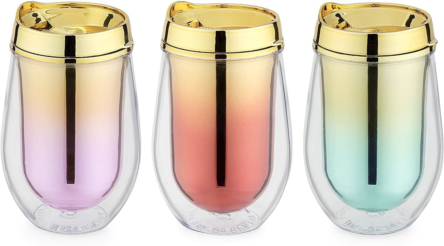 Blush Assorted Metallic Ombre Stemless Wine Tumblers By - Case Of 12
