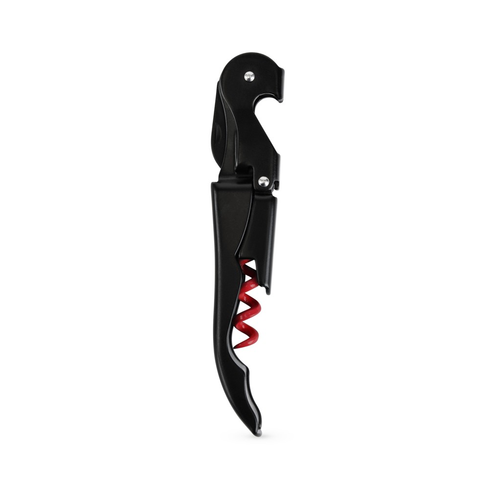 True Tap: Double-Hinged Corkscrew In Matte Black With Red Wo