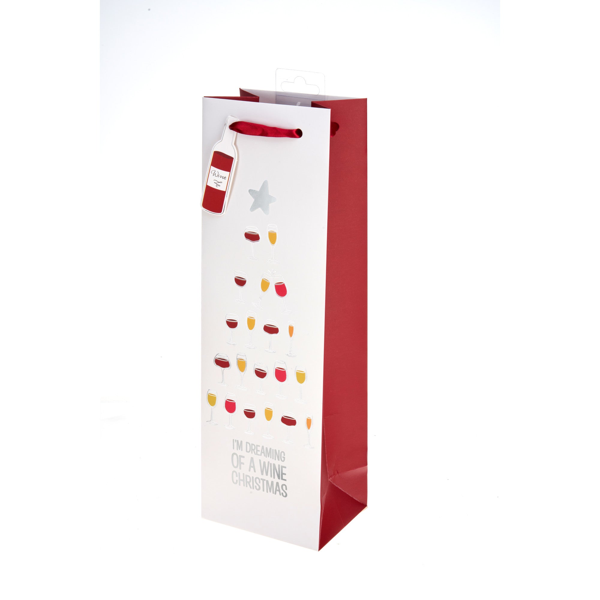 Cakewalk (bags) Dreaming Christmas Single-Bottle Wine Bag, Red And White