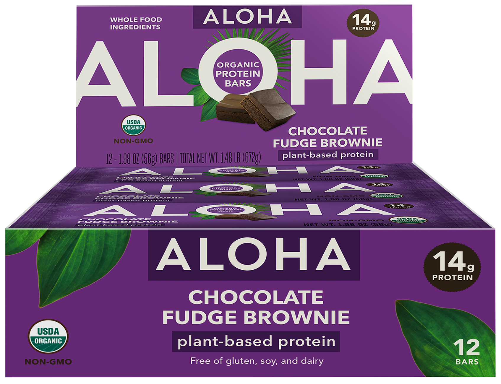 Aloha Chocolate Fudge Brownie Organic Protein Bar, 1.98 Oz