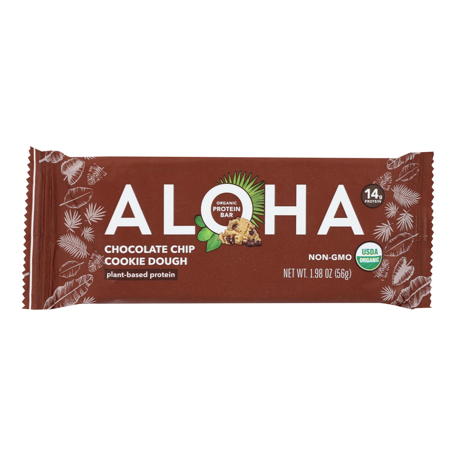 Aloha Protein Bars, Organic, Chocolate Chip Cookie Dough 1.98 Oz