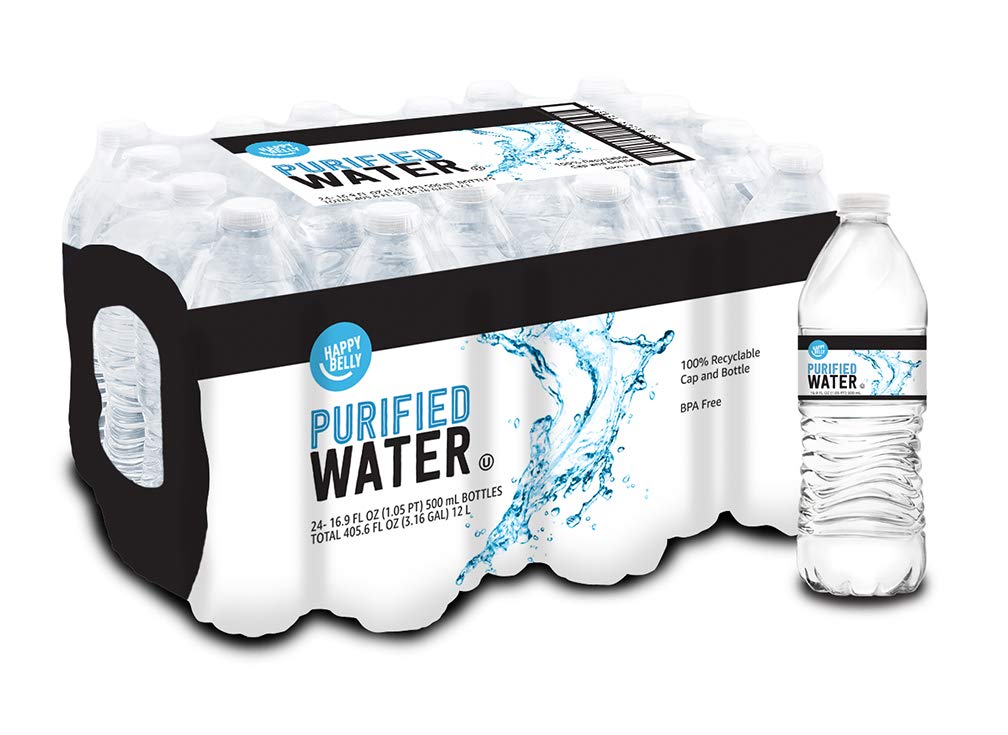 Happy Belly Amazon Brand Purified Water Plastic Bottles 16.91 Fl Oz