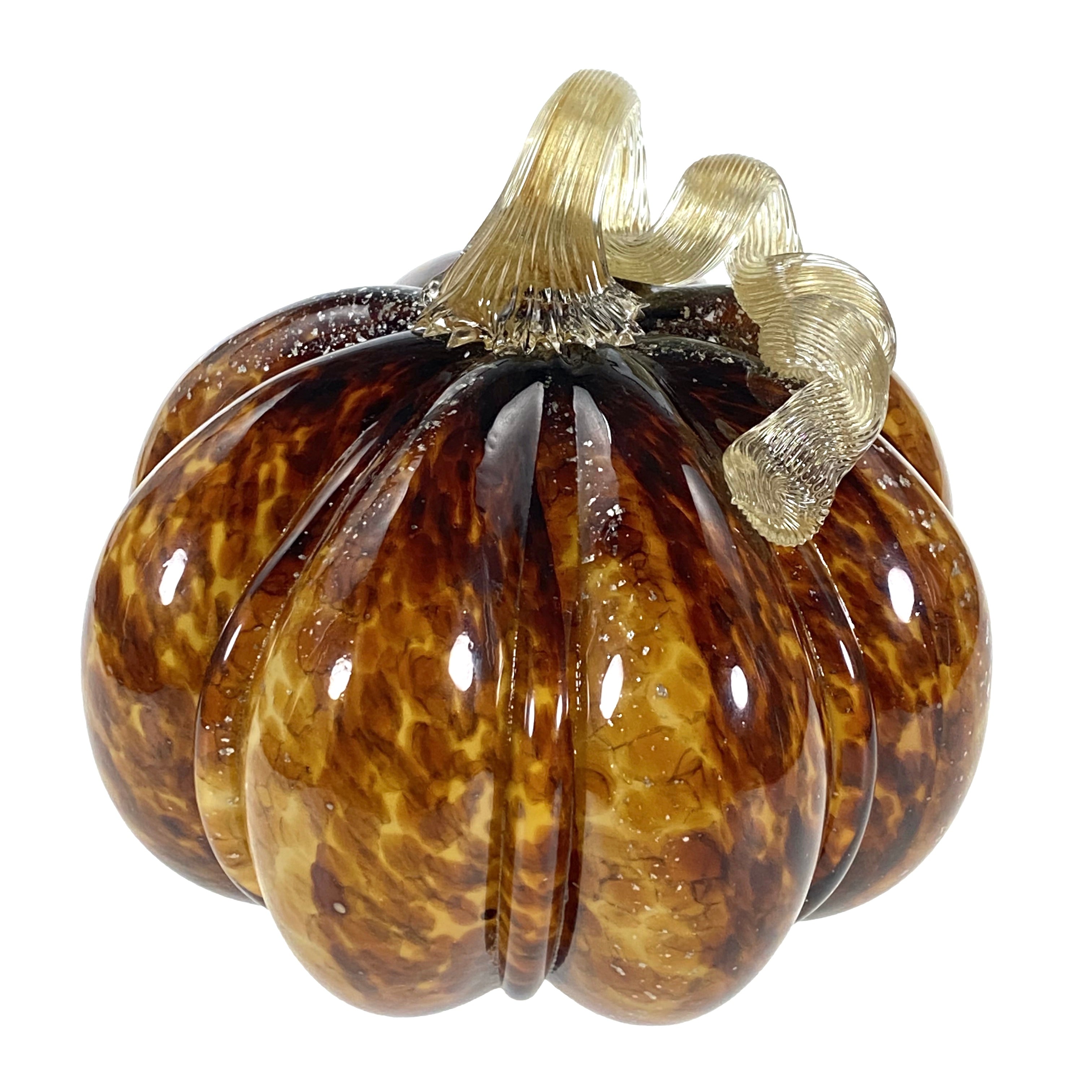 K&K Large Glass Pumpkin - Brown Swirl