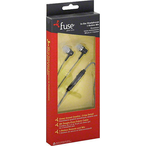 Fuse Plus You Headphones, In-Ear, 1-Button Mic, 4 Feet