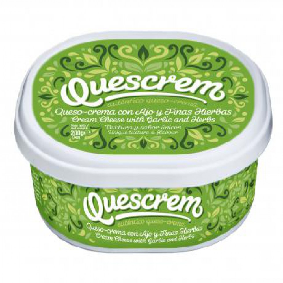 Quescrem Queso Crema Con Ajo Y Finas Hierbas X 200g