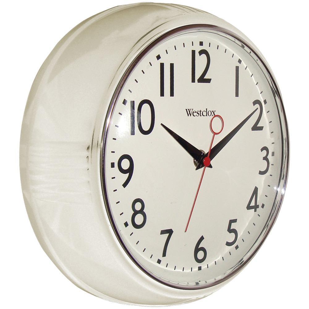 Westclox 32042W Retro Wall Clock, White, 9.5"
