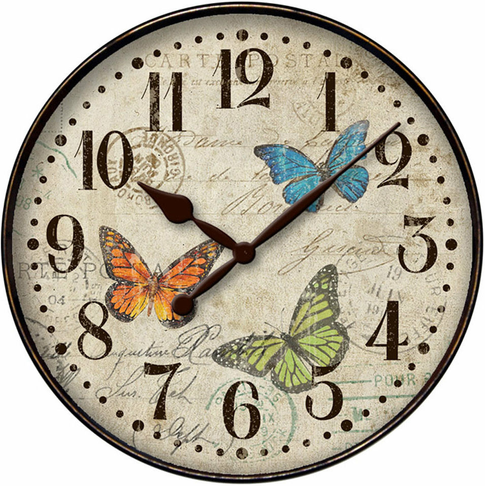 Westclox Round Butterfly Wall Clock, 12"