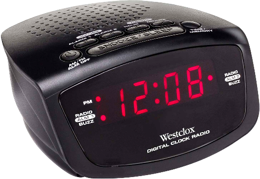 Westclox 80209 Red LED Display Dual Alarm Clock Radio, Black