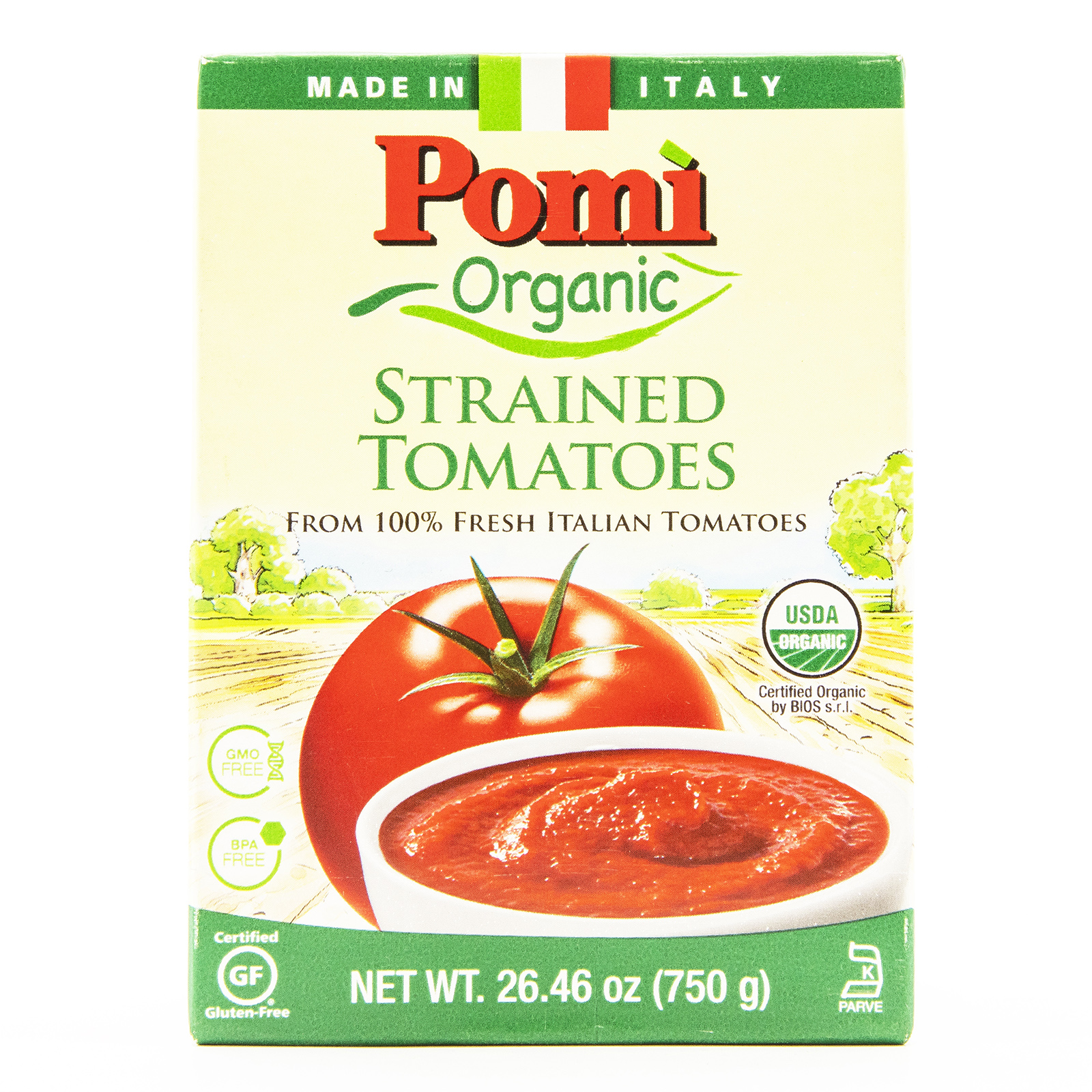 Pomi Organic Strained Tomatoes 26.46 Oz - 12ct Case