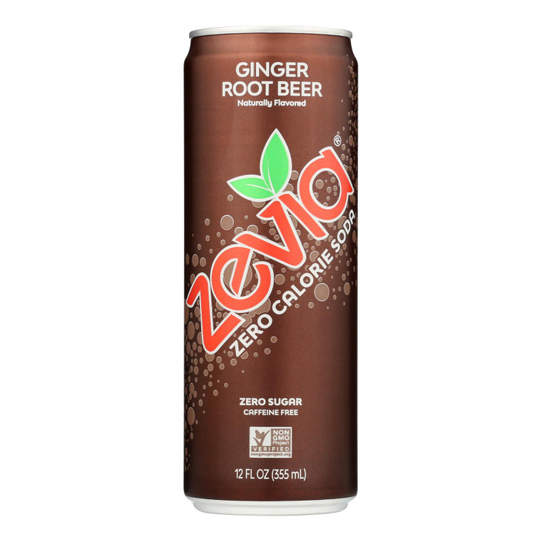 Zevia Soda, Zero Calorie, Ginger Root Beer 12 Fl Oz