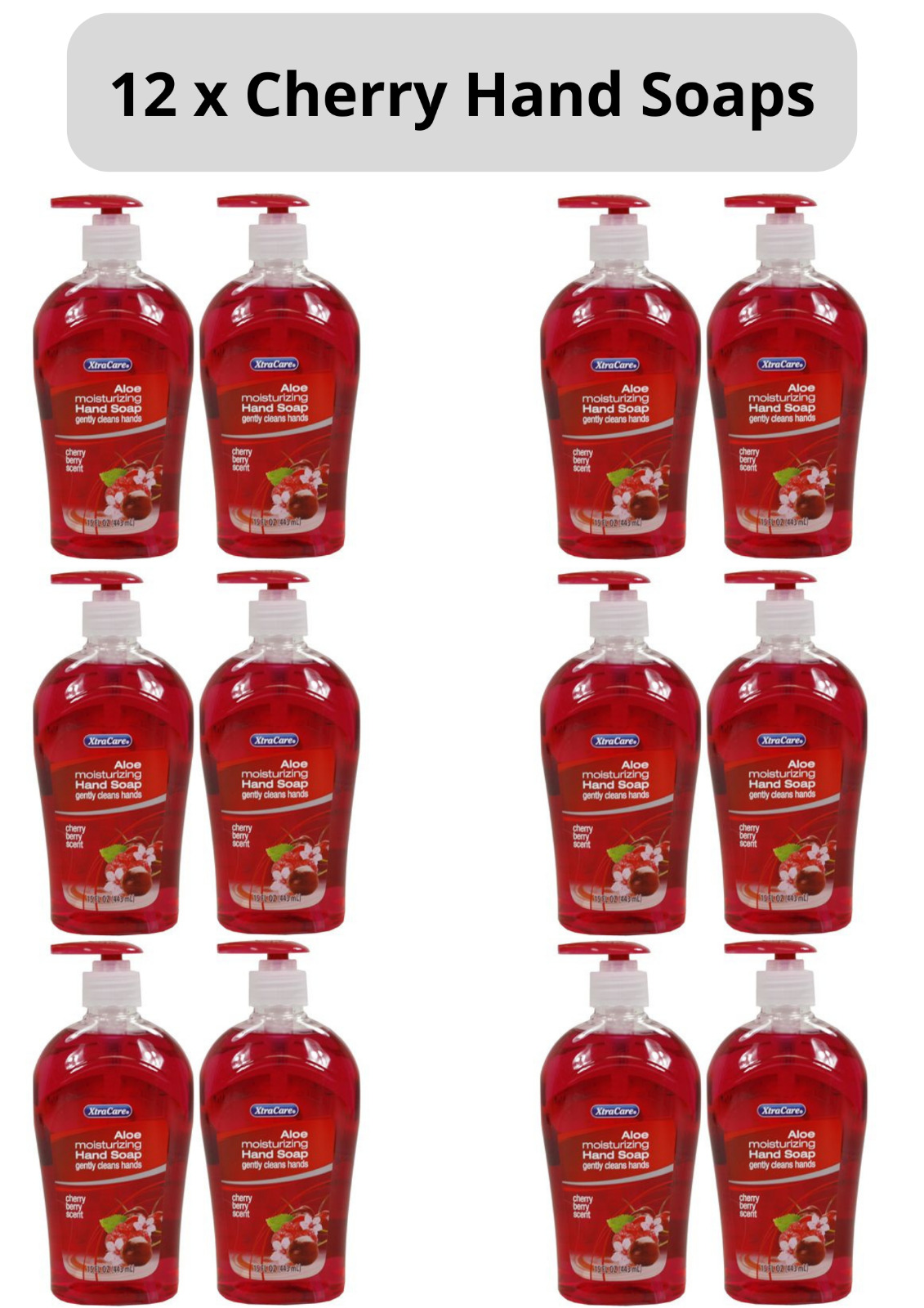 12 X XtraCare Aloe Moisturising Liquid Hand Wash Soap Cherry Lavendar Vanilla