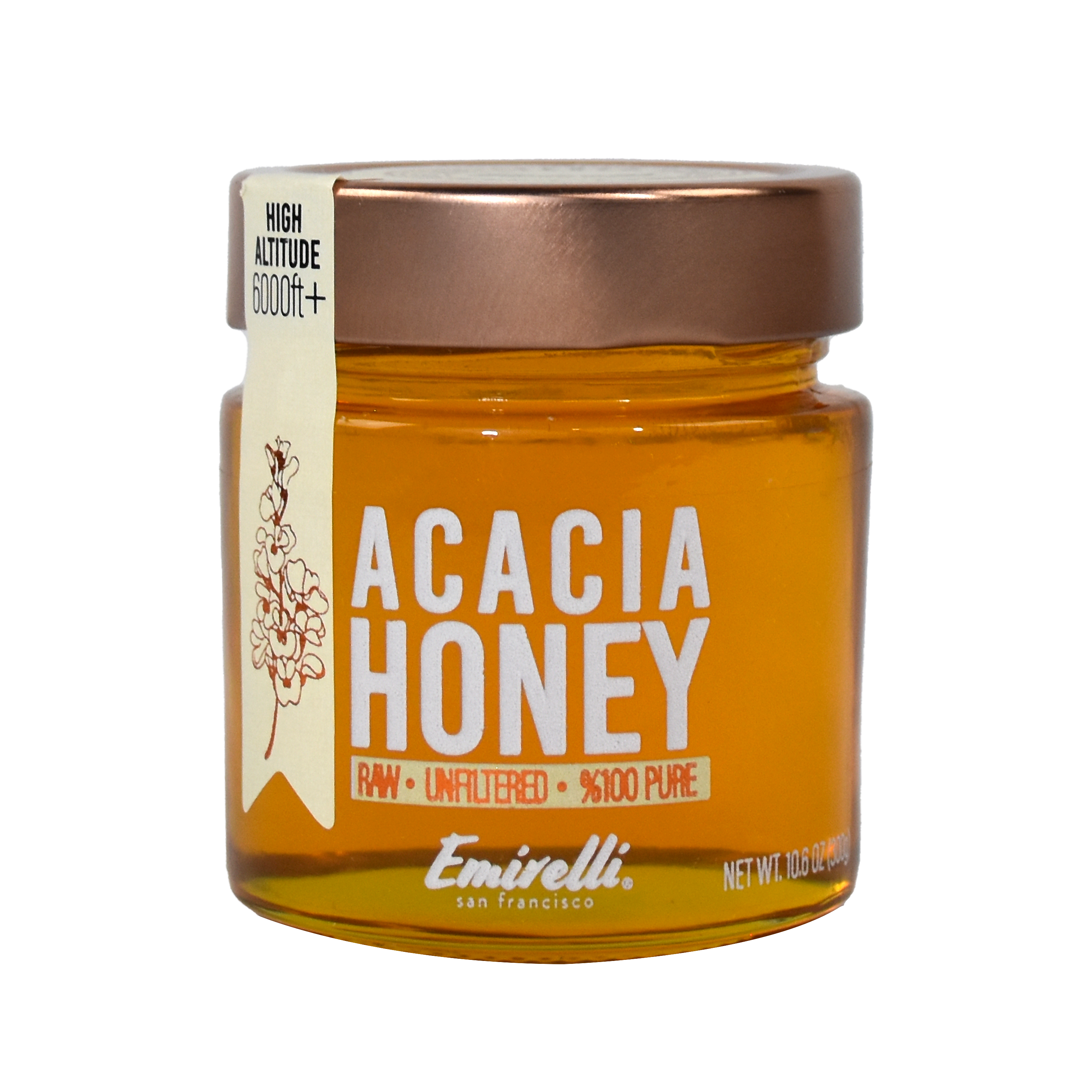 Te Trade Emirelli Acacia Honey Raw And 100% Pure – All Natural Without Additives Or Preservatives GMO Free Gluten Free Kosher And Halal Friendly Glass Jar- 10.1 Oz