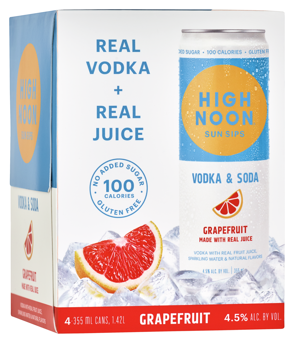 High Noon Grapefruit Vodka Hard Seltzer 4 Single Serve 355ml Cans