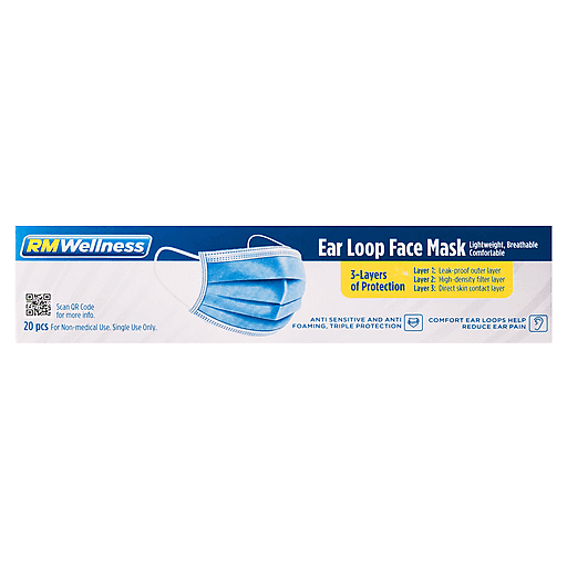 RM Wellness Medical Mask Comfort Ear Loops Helps Reduce Box