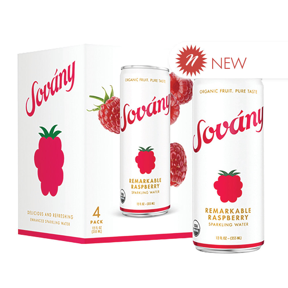 Sovany Remarkable Raspberry Sparkling Water 4pk, 48 Fo