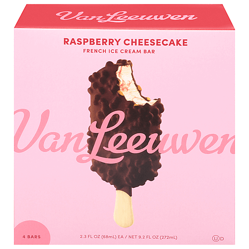 Van Leeuwen Raspberry Cheesecake French Ice Cream Bar 4 2.3 Fl Oz Bars