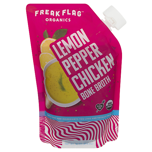 Freak Flag Organics Lemon Pepper Chicken Bone Broth 16 Oz