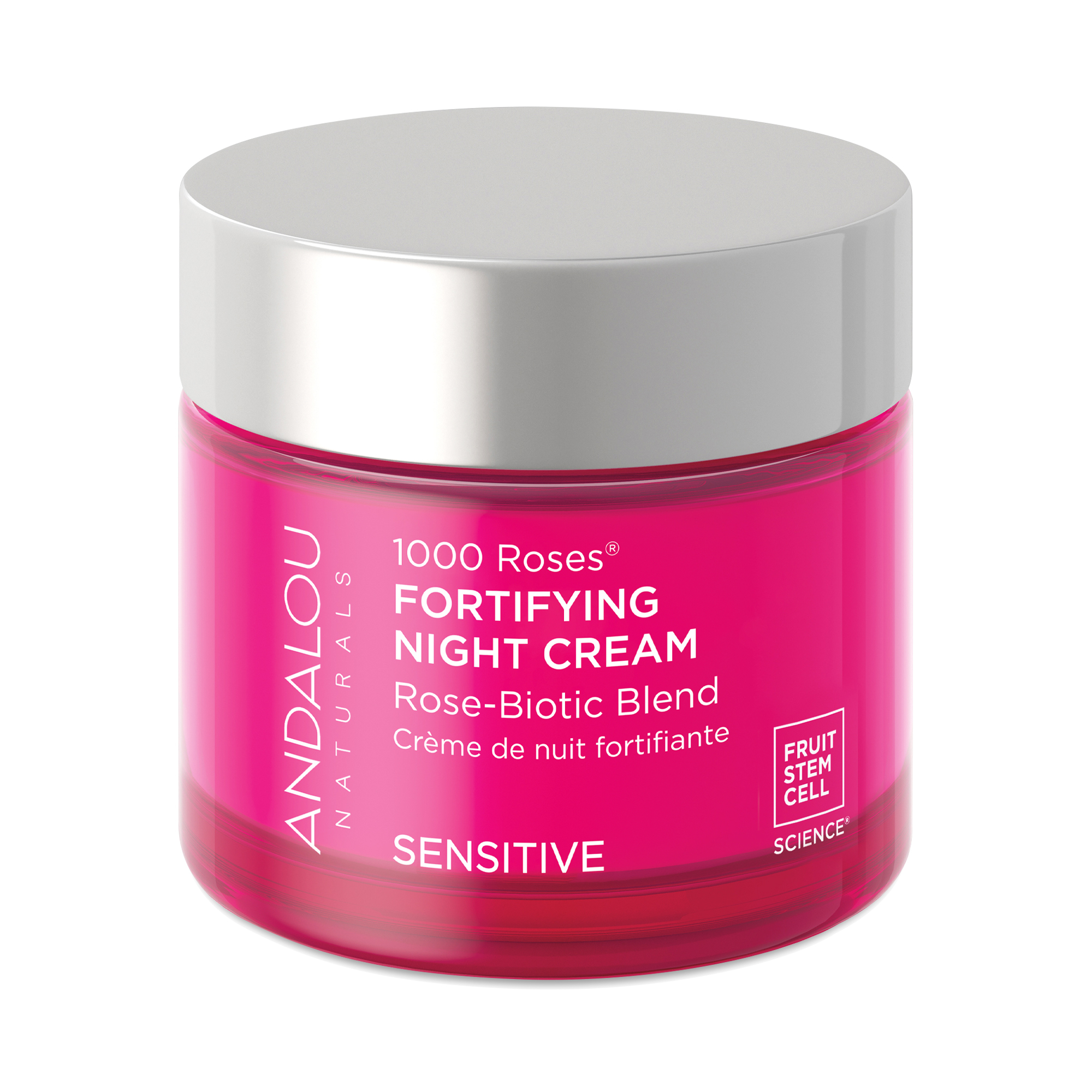 Andalou Naturals 1000 Roses Fortifying Night Cream, Sensitive Skin, 1.7 Oz