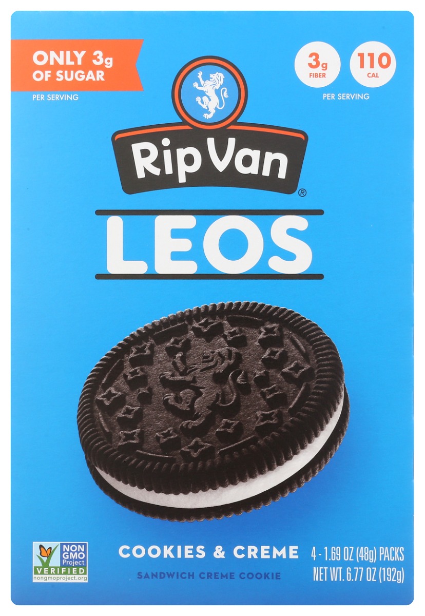 Rip Van Wafels Leos, Cookies & Creme, 4 Packs, 1.69 Oz (48 G) Each