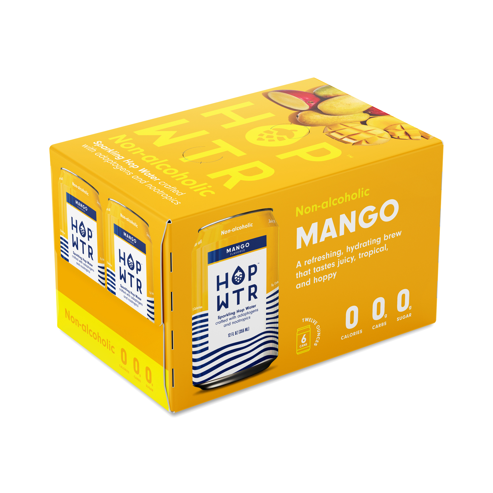 Hop Wtr Sparkling Water, Mango, Non-Alcoholic