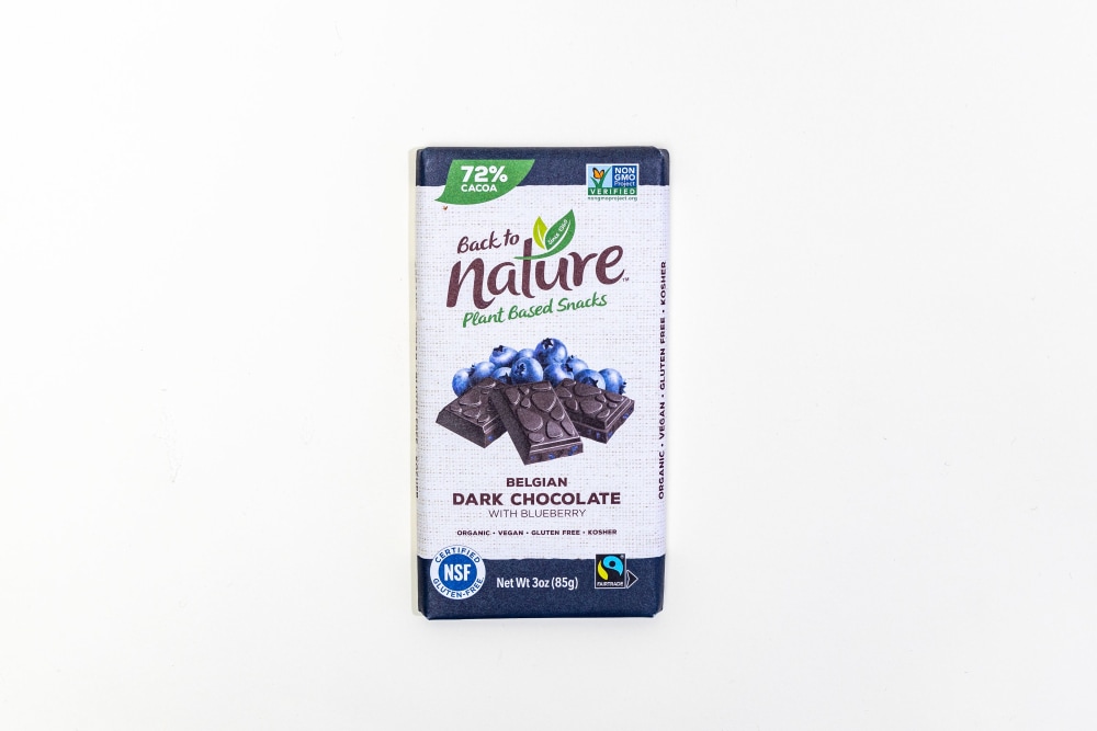 Back to Nature Dark Belgian Chocolate Bar With Blueberry, 3 Oz