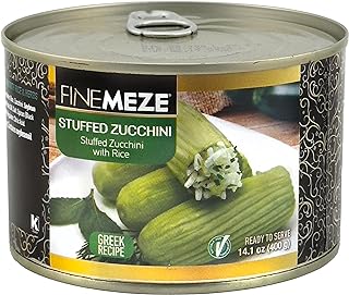 Stuffed Zucchini (14.1 Oz) - Greek Recipe Dolmas Stuffed With Rice, Vegetarian, Ready To Eat, 400g Easy Open Can, Traditional Recipe, Kosher