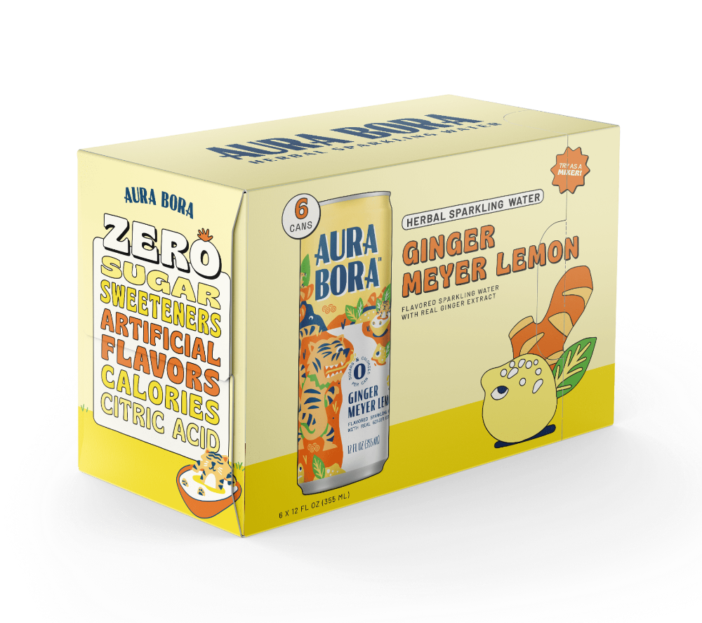 Aura Bora Ginger Meyer Lemon Sparkling Water Cans