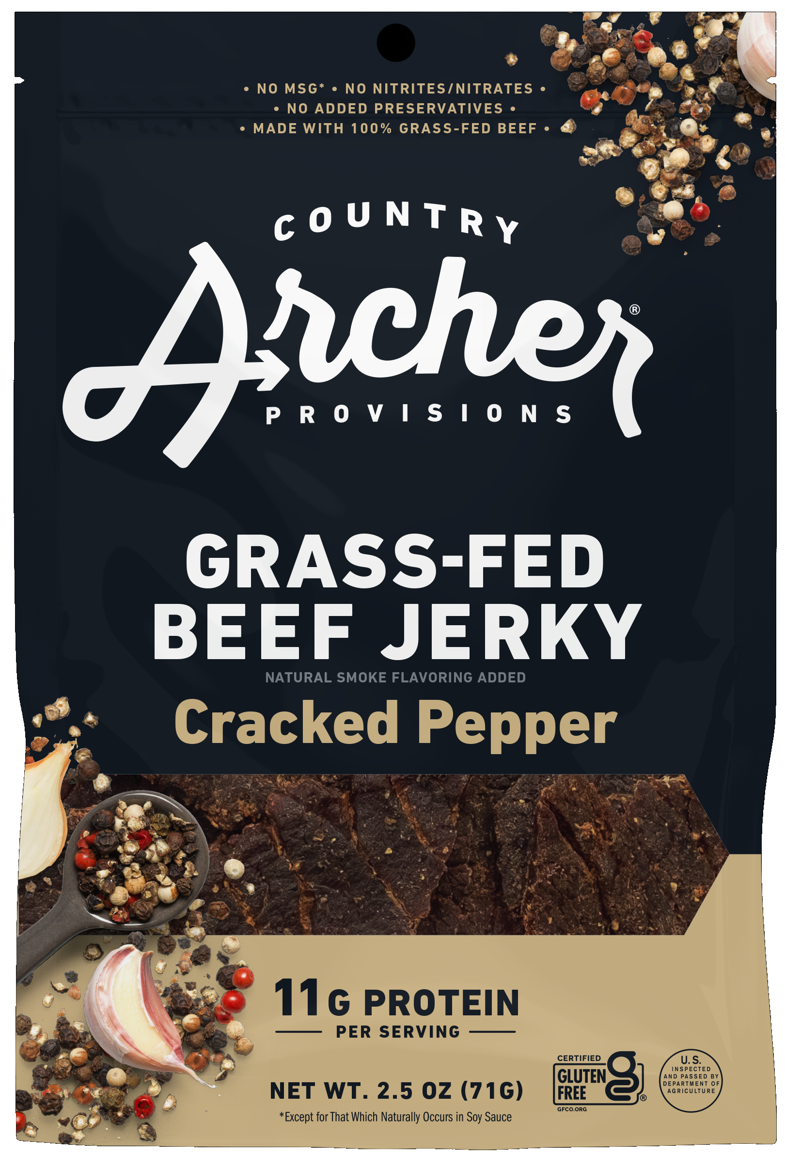 Country Archer Cracked Pepper Beef Jerky, 2.5 Oz