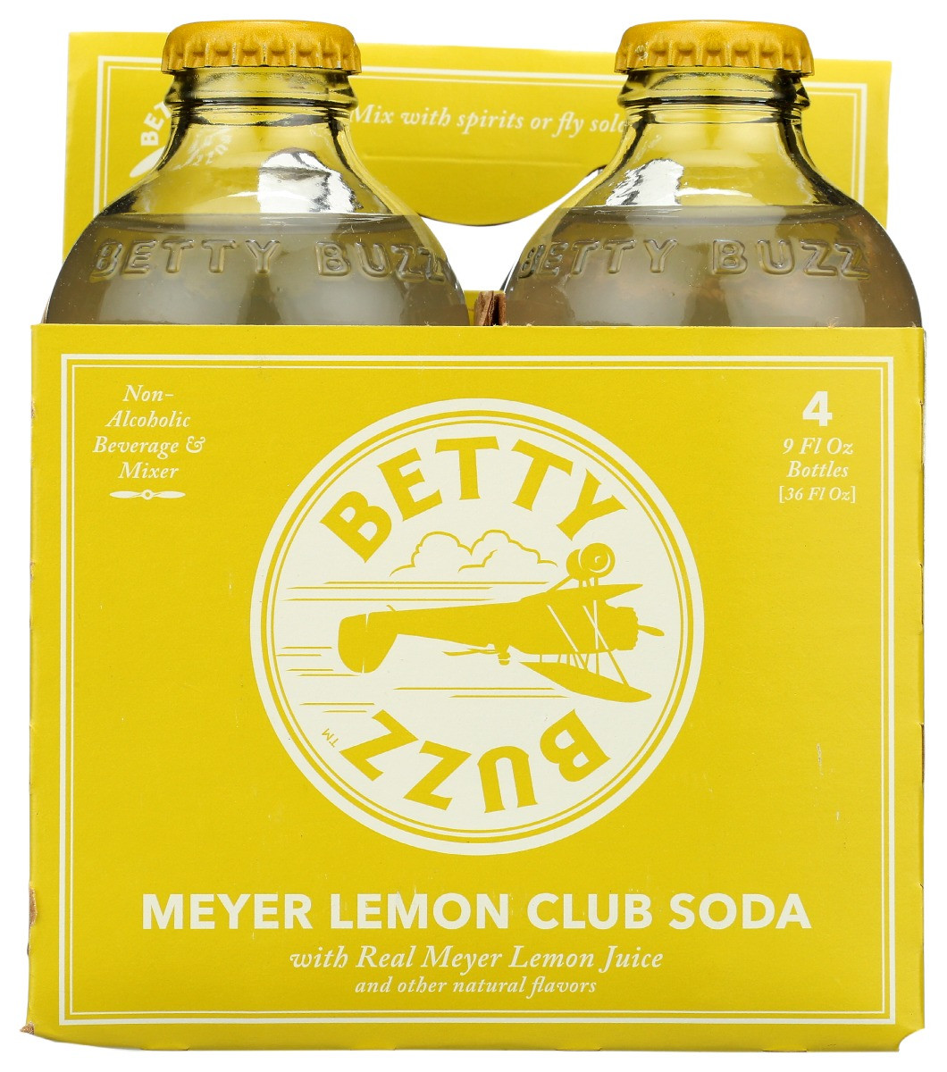 Betty Buzz Meyer Lemon Club Soda Cocktail Mixer 4 Pack, 36 Fo