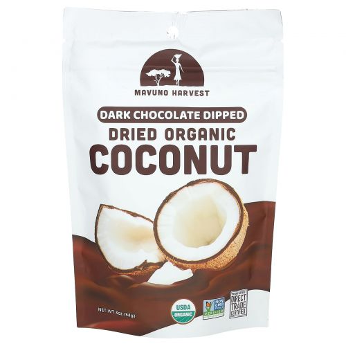 Mavuno Harvest Chocolate Dipped Dried Organic Coconut