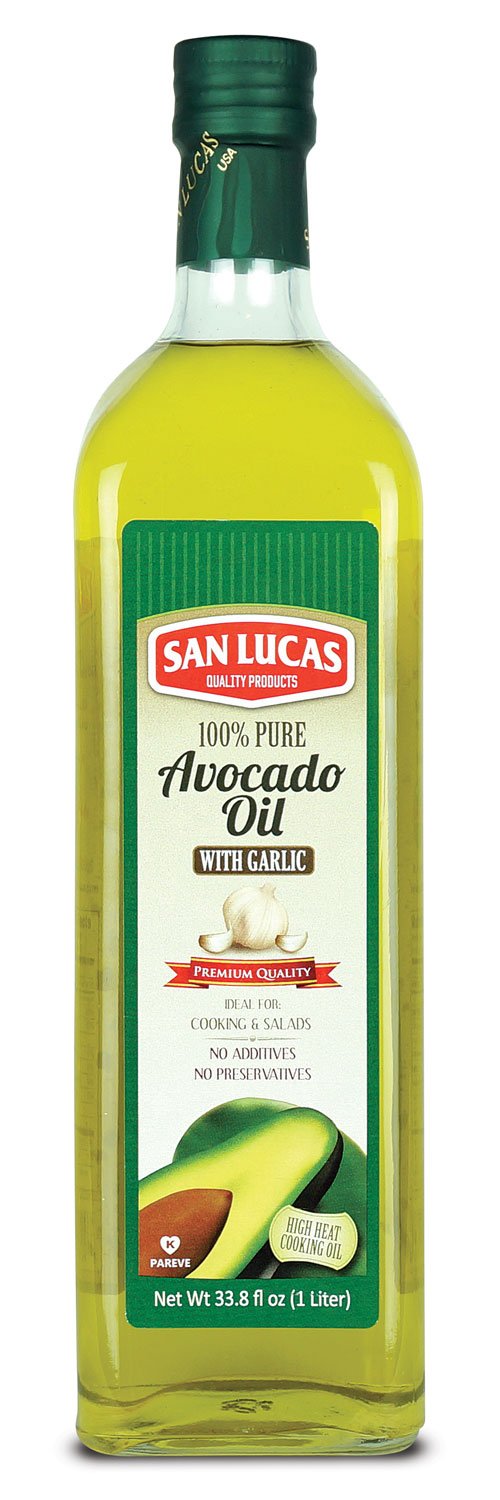 San Lucas 100% Pure Avocado Oil With Garlic Kosher 1 Liter (33.8 Fl Oz)