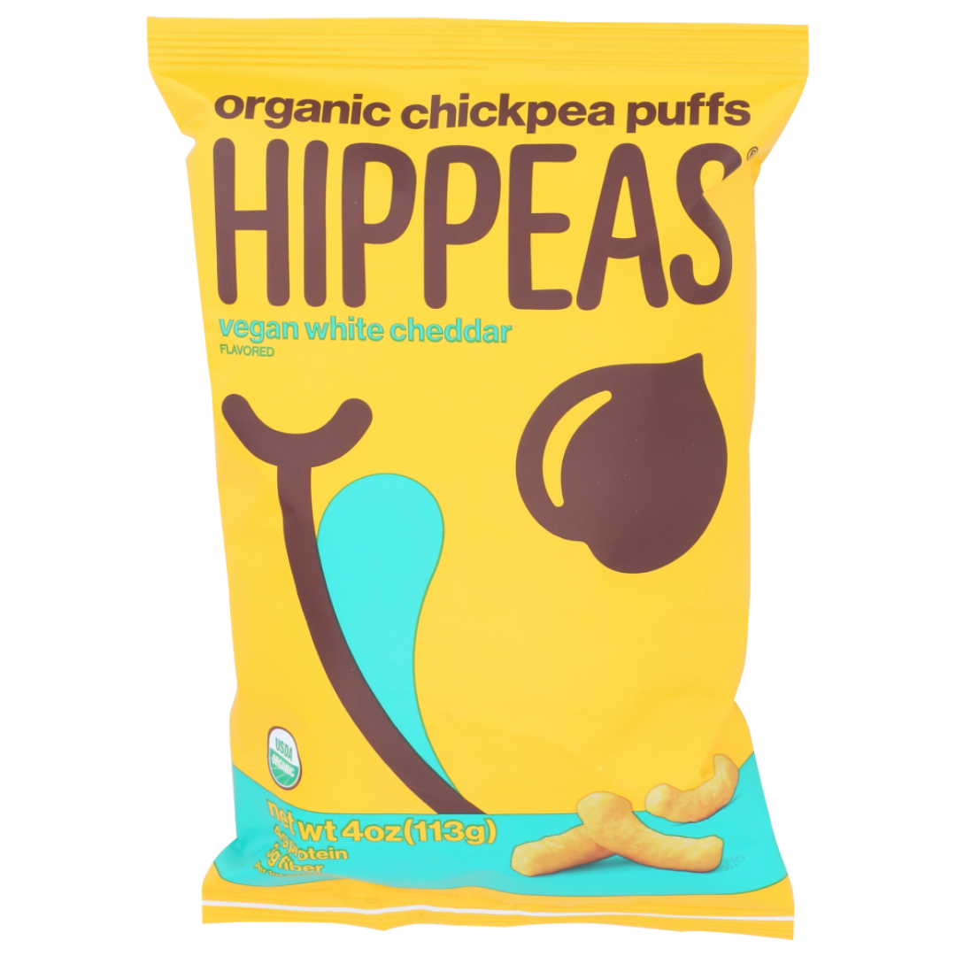 Hippeas Organic Vegan White Cheddar Chickpea Puffs 4 Oz Bag 12ct Case