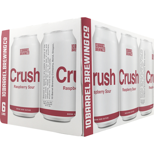 10 Barrel Brewing Co. Crush Raspberry Sour Ale, 6 Pack 12 Fl. Oz. Cans, 6.5% ABV