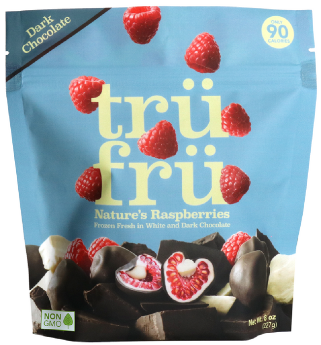 Tru Fru Natures Raspberries Frozen Fresh In White & Dark Chocolate