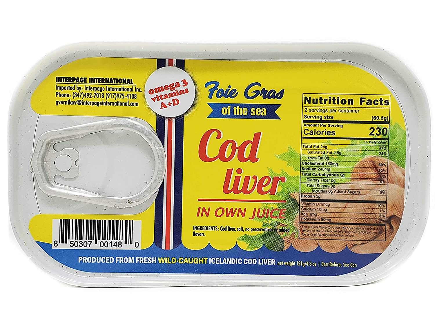 Interpage International Cod Liver In Own Oil,4.3oz