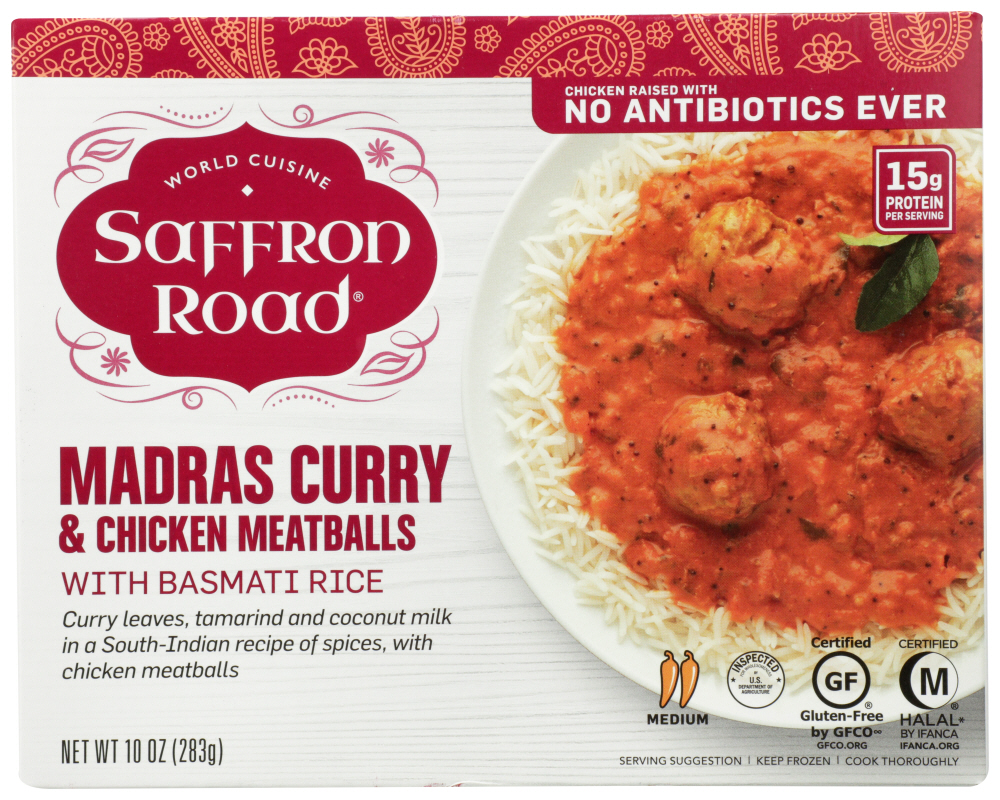 Saffron Road Madras Curry & Chicken Balls, With Basmati Rice, Medium