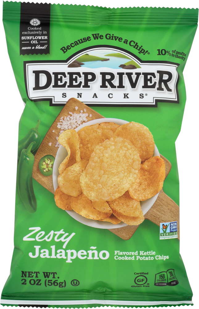 Deep River Snacks Zesty Jalapeno Kettle Cooked Potato Chips 2 Oz Bag