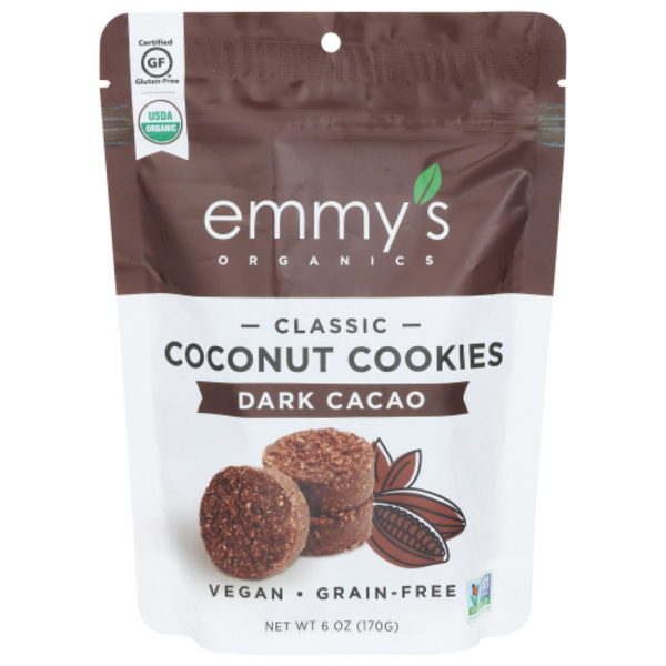Emmy's Organics Classic Dark Cacao Coconut Cookies - Case Of 8