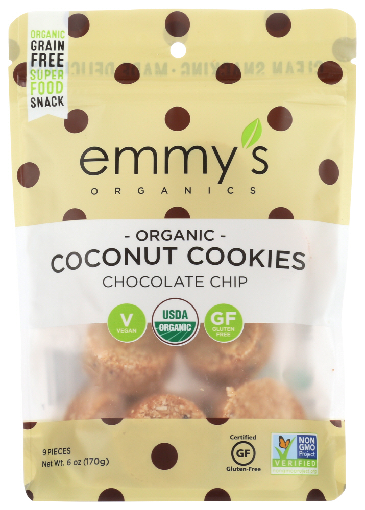 Emmy's Organics Organic Chocolate Chip Coconut Cookies, 6 Oz