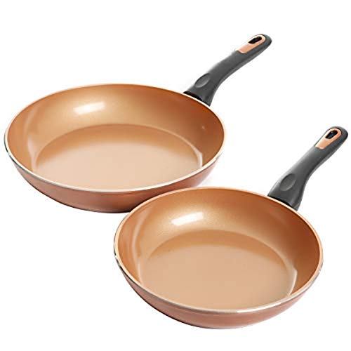 Gibson Home Hummington 2-Piece Aluminum Non-Stick Frying Pan Set, Copper