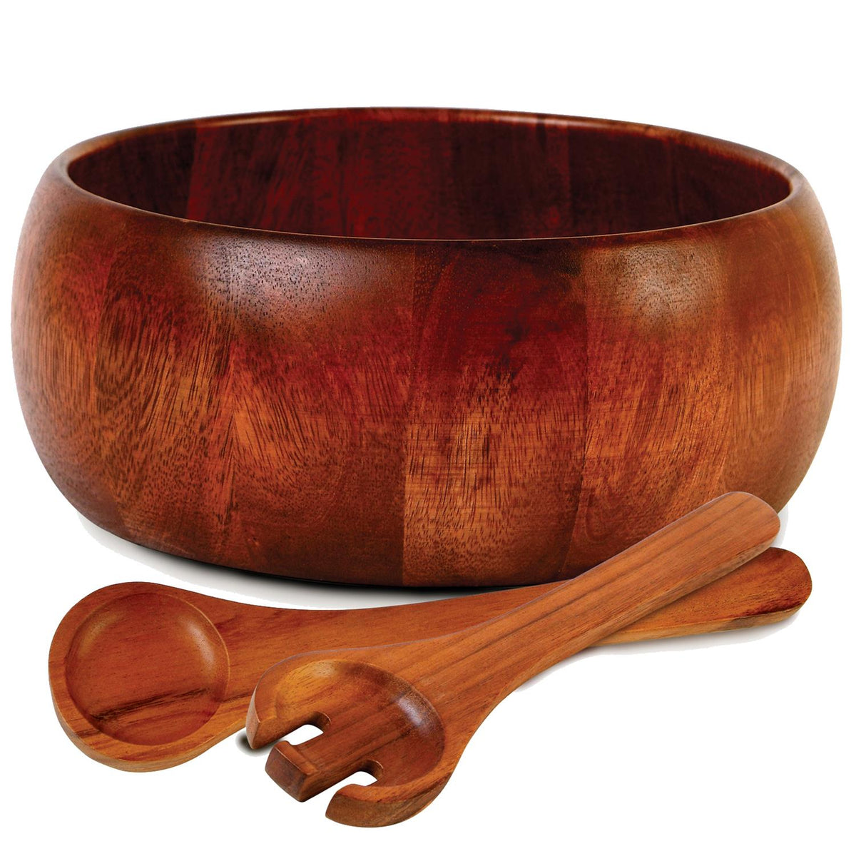 Gibson Home Acacia Wood Salad Bowl Set, Laroda