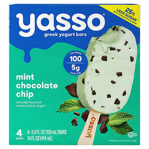 Yasso Frozen Greek Yogurt - Mint Chocolate Chip Bars - 4ct