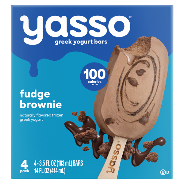 Yasso Frozen Greek Yogurt - Fudge Brownie Bars - 4ct