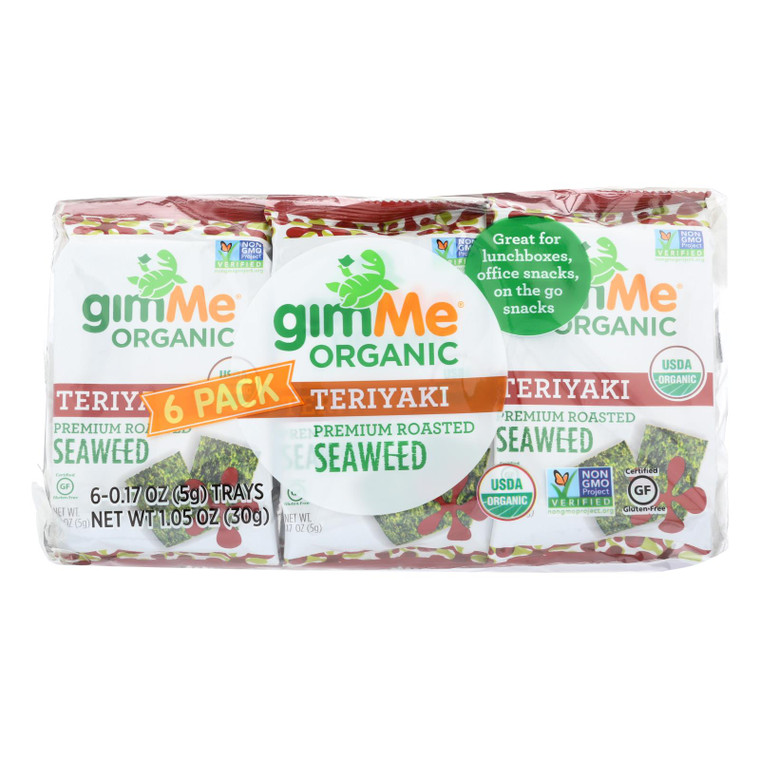 gimMe Organic Roasted Premium Seaweed Snack, Teriyaki, .17 Oz
