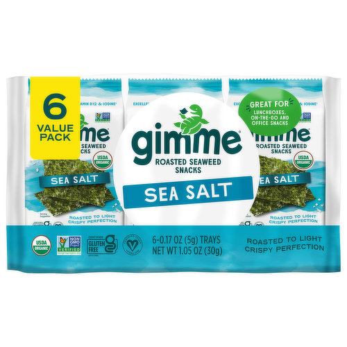 Gimme Organic Roasted Premium Seaweed Snack, Sea Salt, .17 Oz