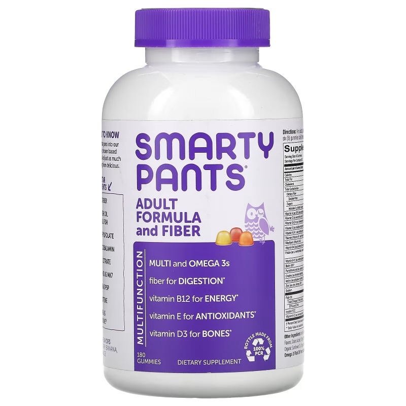 SmartyPants Adult Complete Multivitamin Gummy With Fiber, Omega 3, Vitamin D